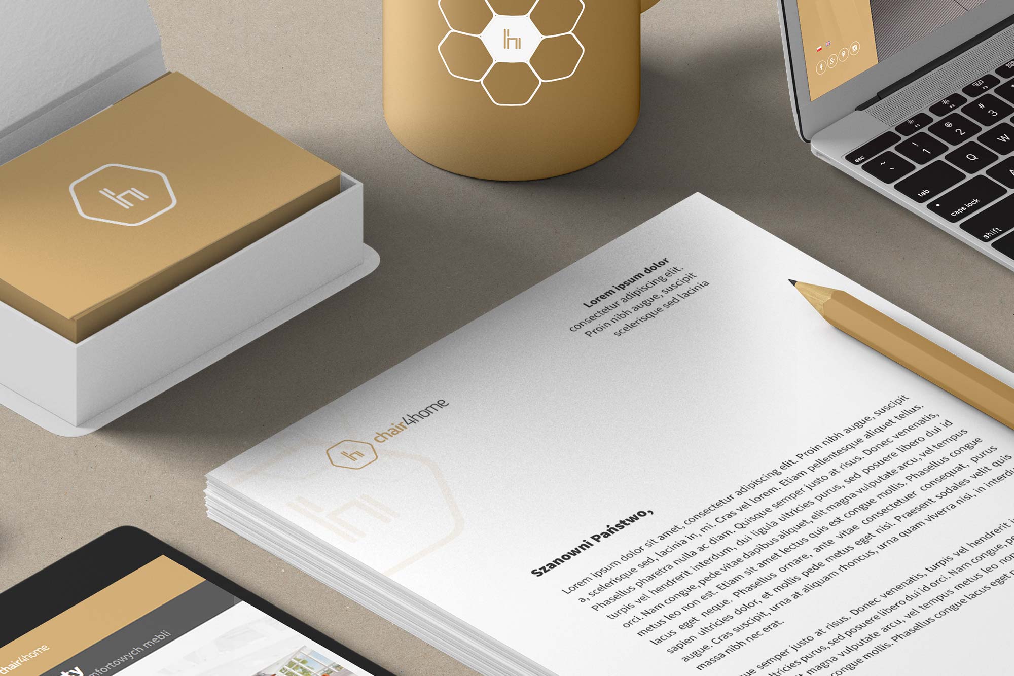 chair4home – stationery set: letterhead and folder