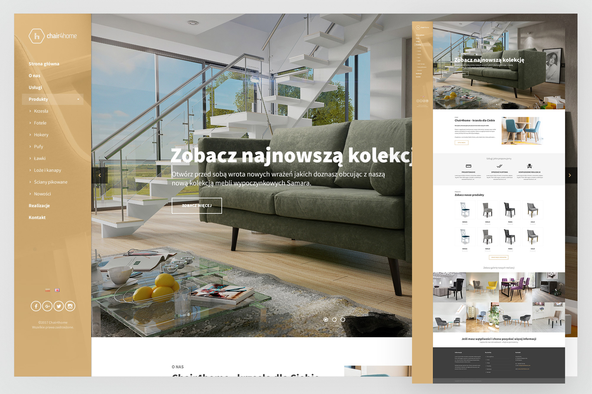 chair4home – homepage full view: hero, new collections, product grid
