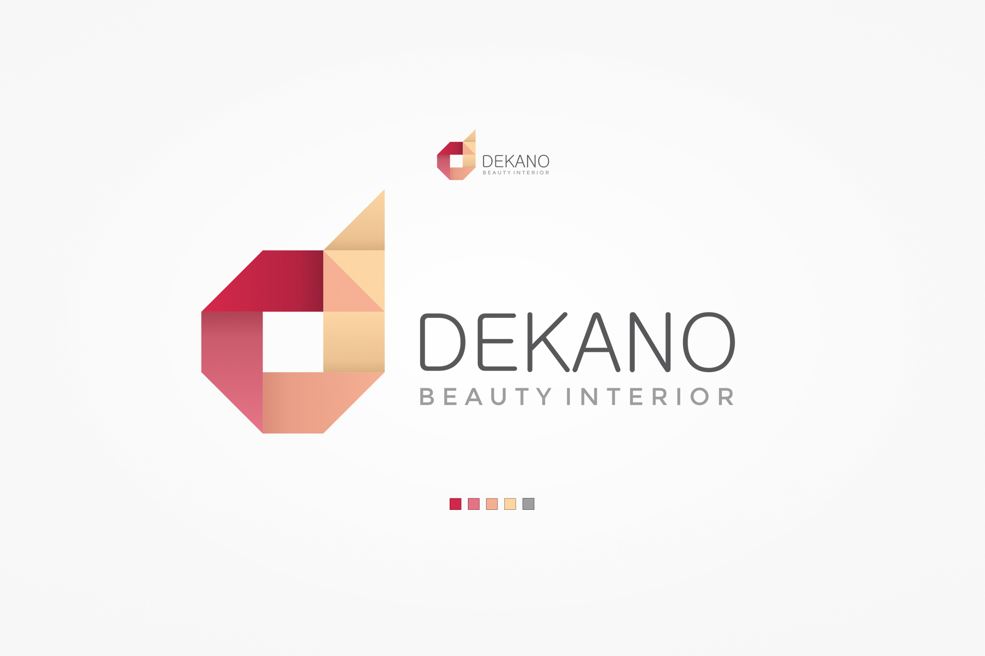 Dekano – logo mark, wordmark and five-colour brand palette