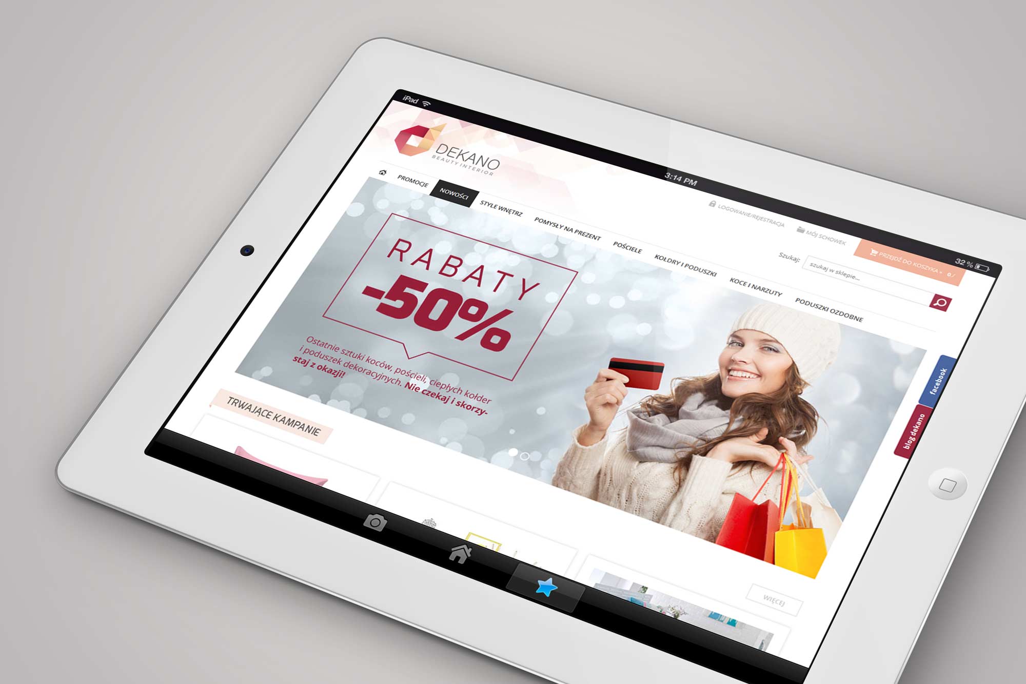 Dekano – homepage on iPad landscape, promotional banner