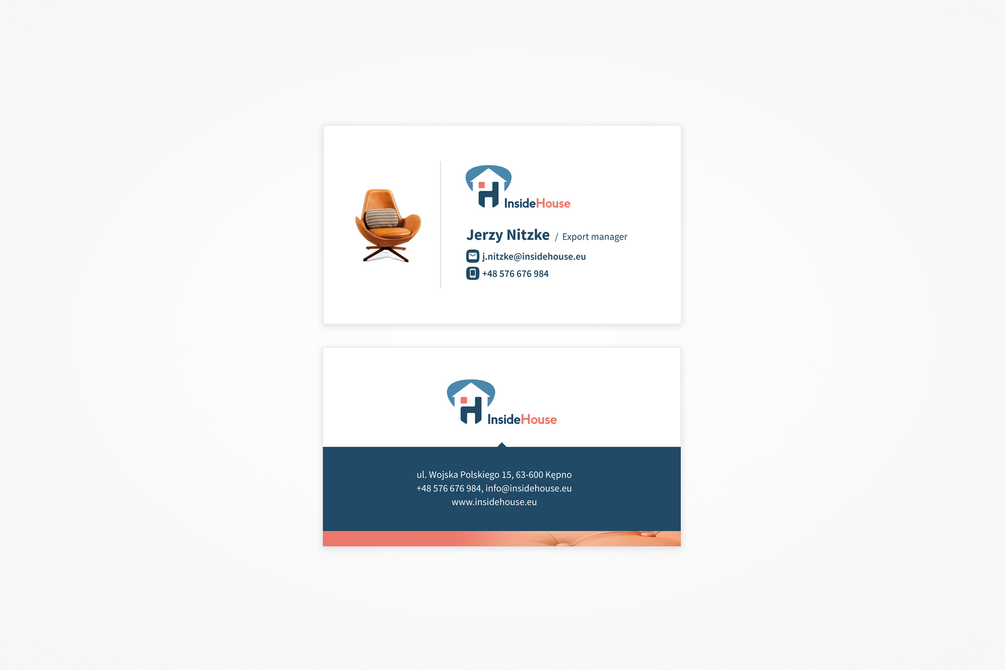 InsideHouse - business card design, front and back