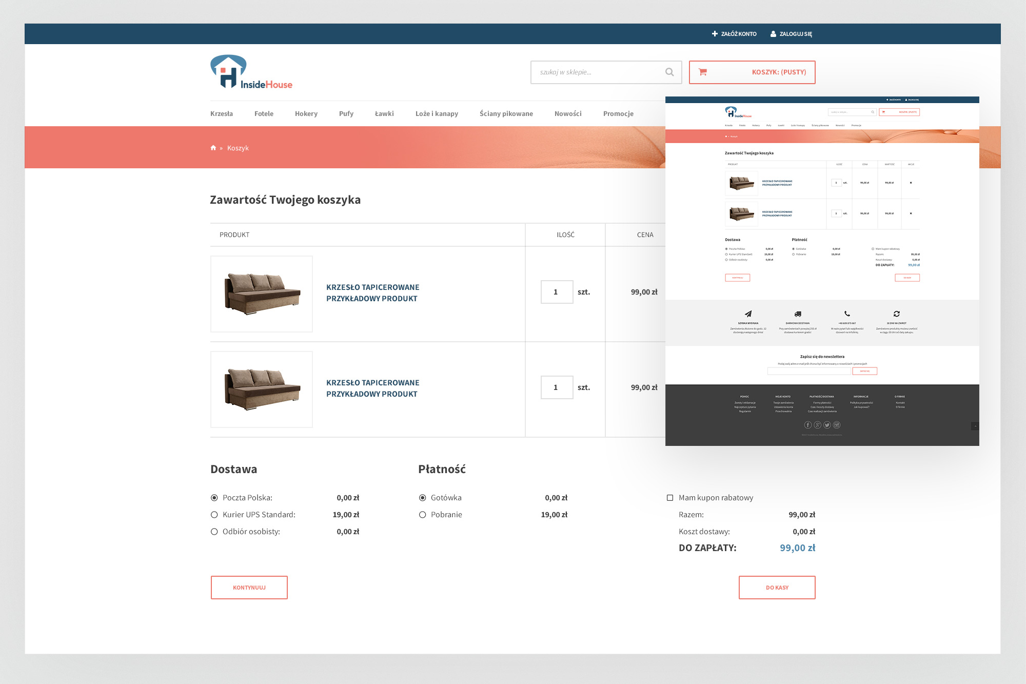 InsideHouse - shopping cart and checkout