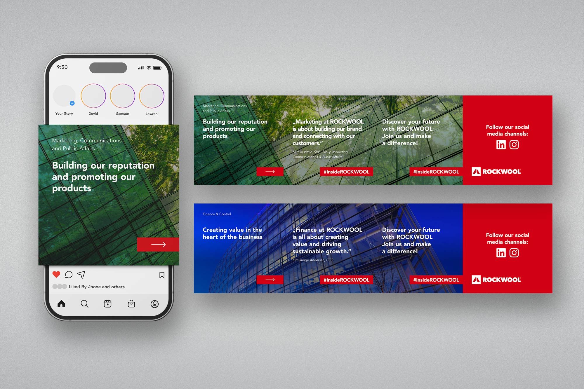 ROCKWOOL #InsideROCKWOOL - Marketing, Finance departments; carousel and wide format