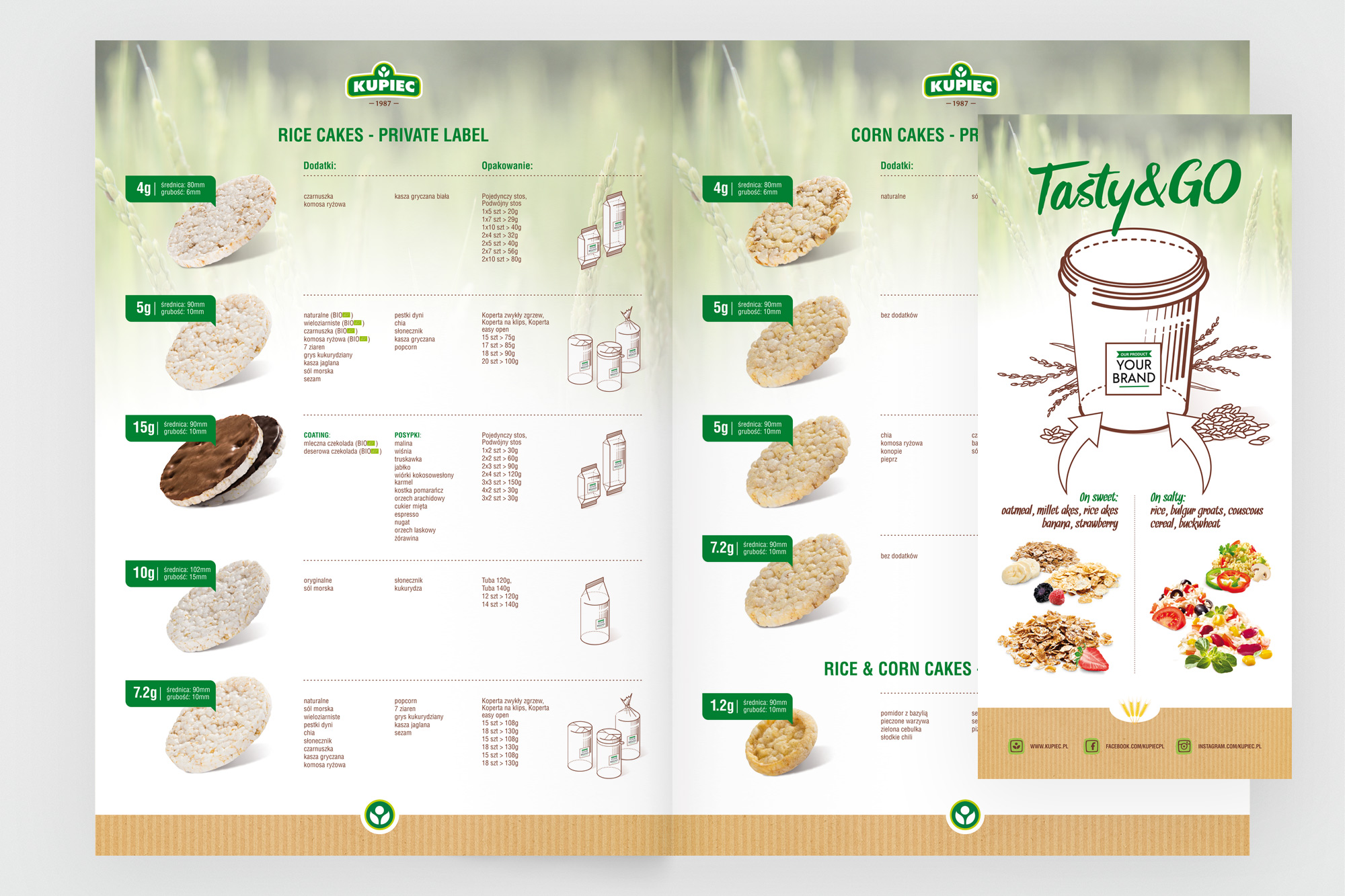 Kupiec – private label configurator spread and Tasty&GO promotional leaflet