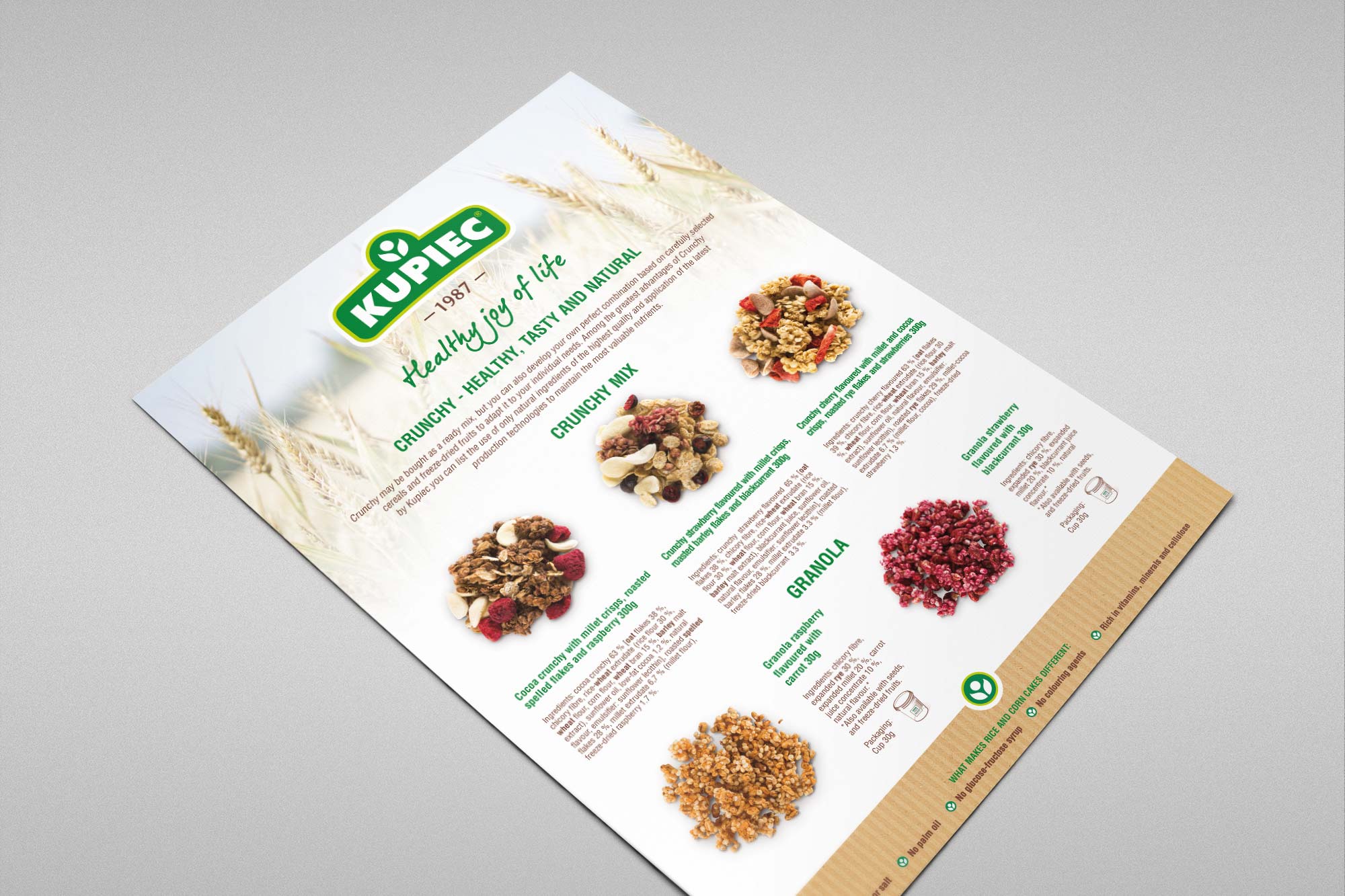 Kupiec – crunchy mix and granola product sheet