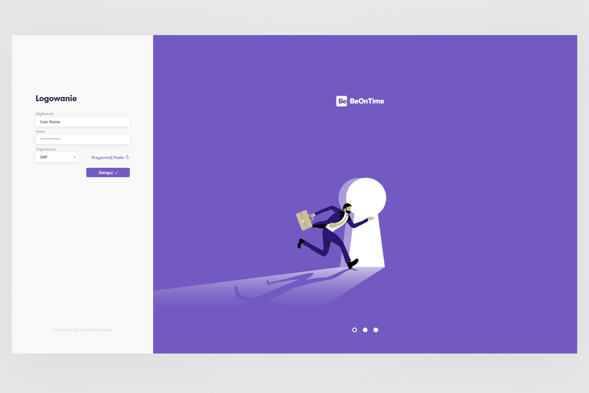BeOnTime - full schedule view with expanded left navigation