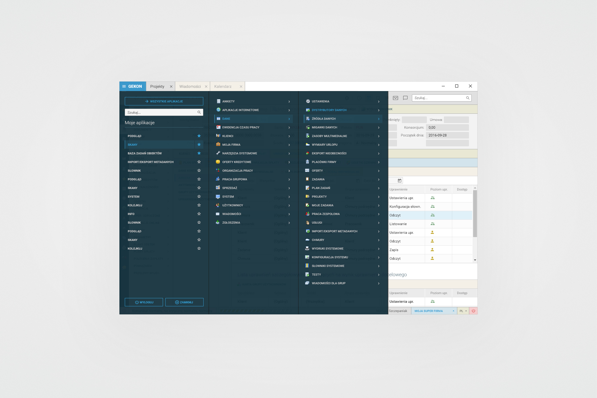 Connector Clouds – GEKON navigation panel showing full module hierarchy