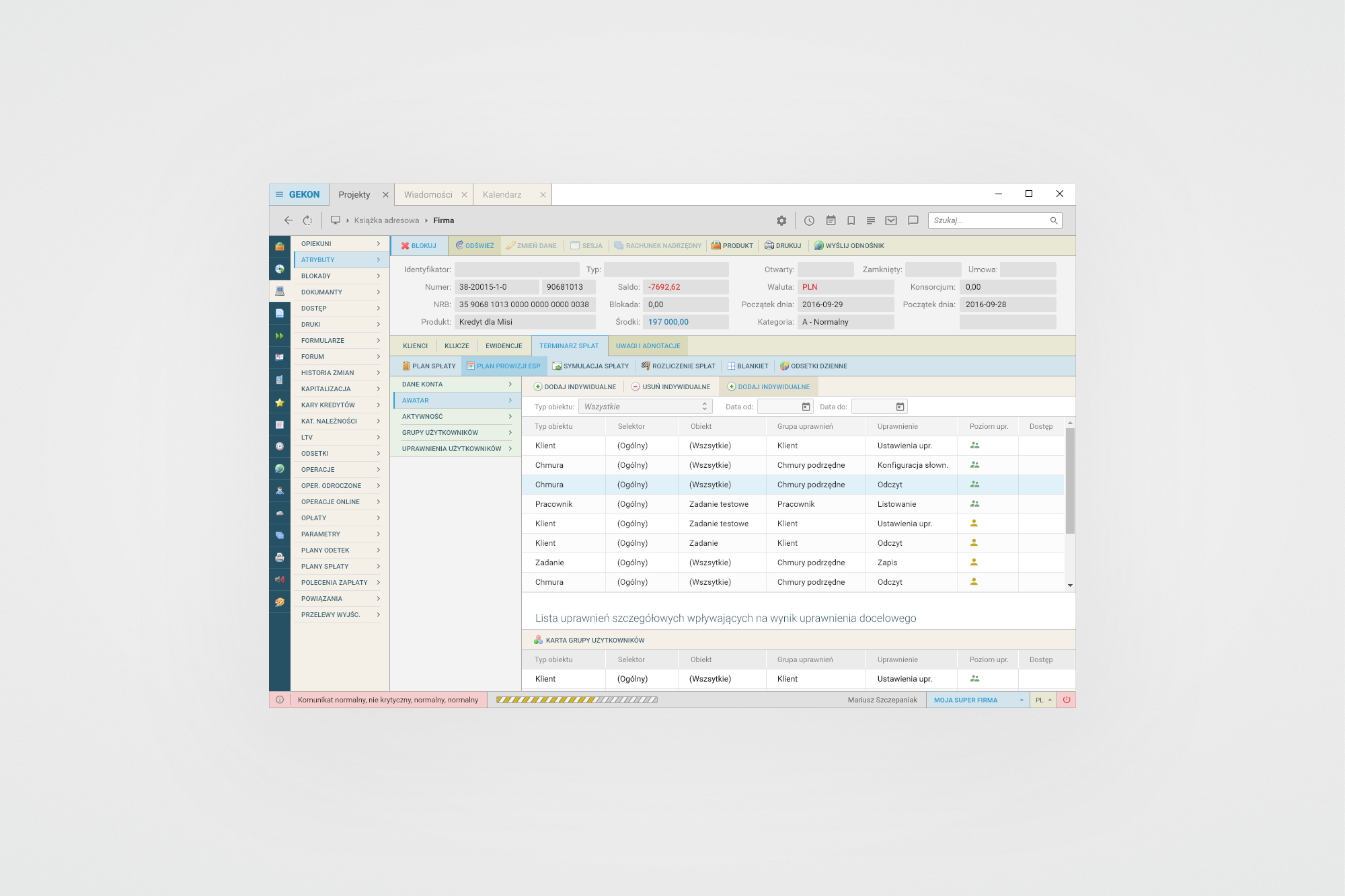 Connector Clouds – loan record detail with ESP repayment plan and permissions grid