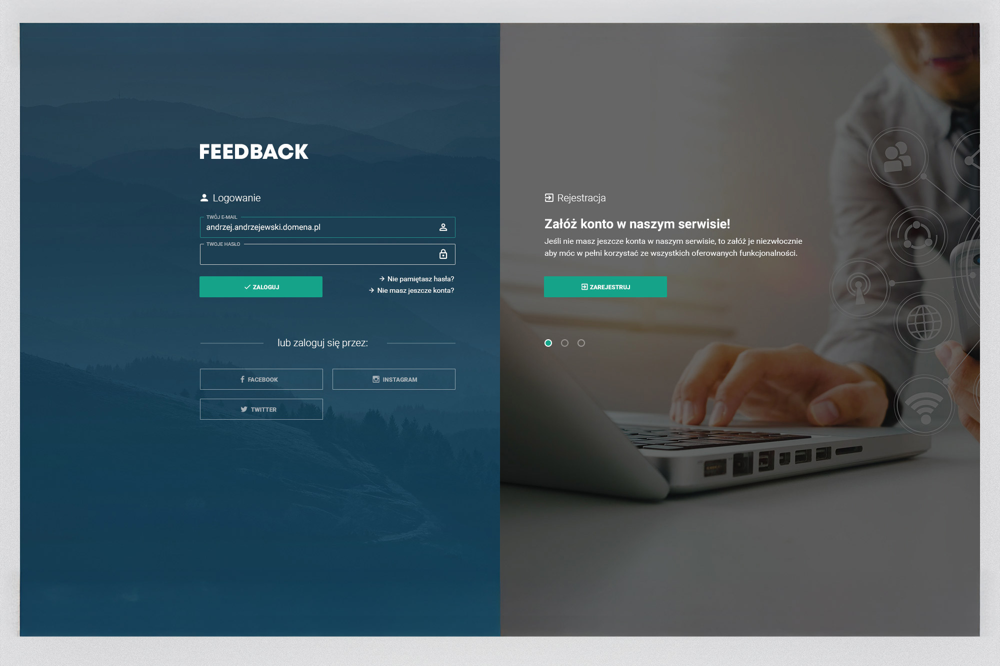 Feedback – login screen