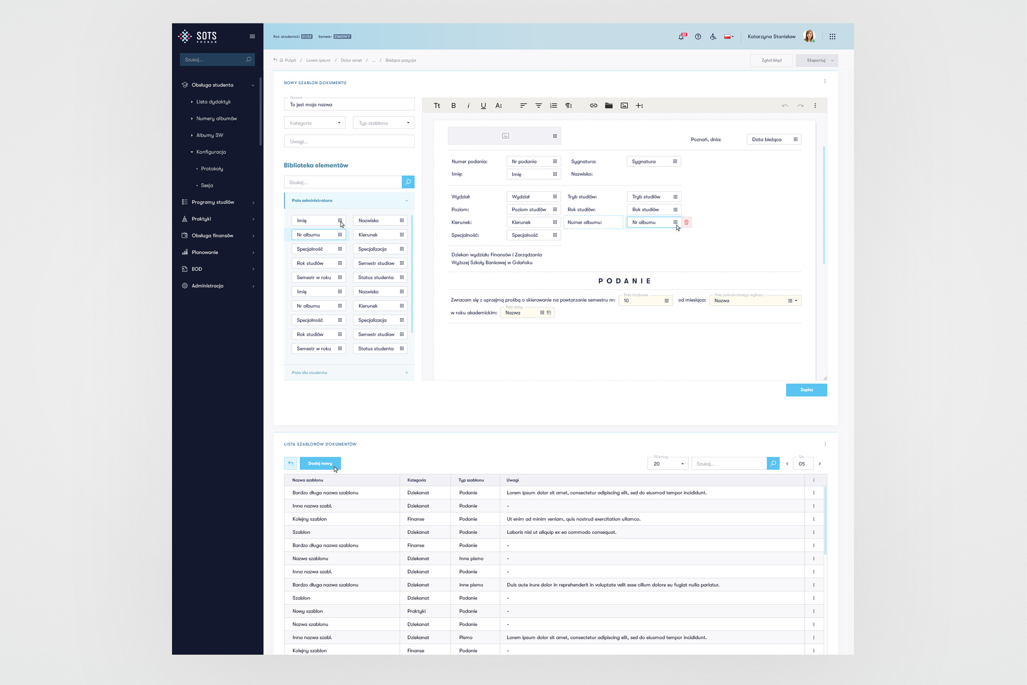 Production screen - form view