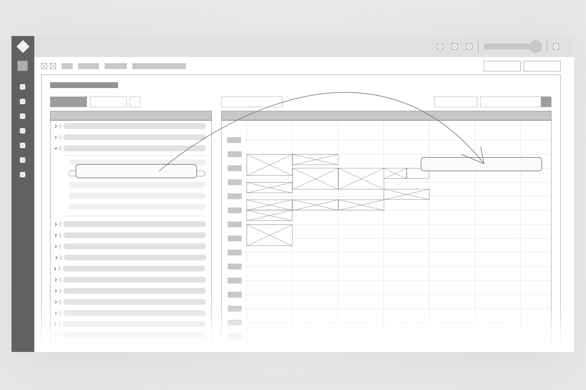Lo-fi wireframe - student administration module