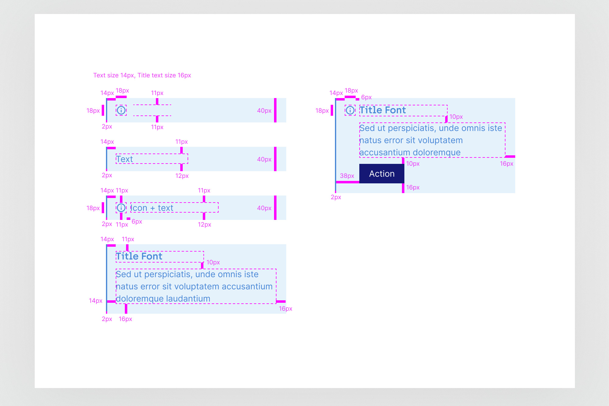 Callout component - full anatomy with pixel redlines