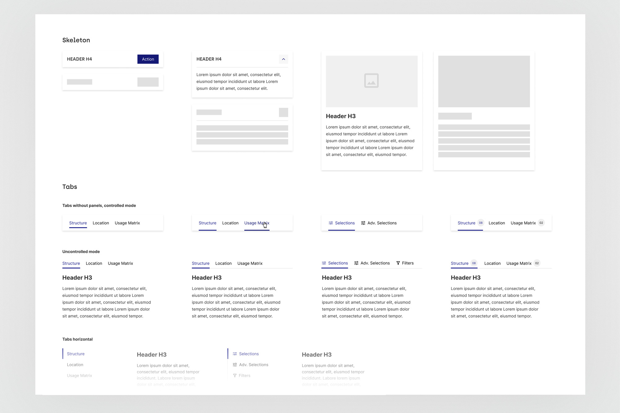 Skeleton loading states and Tabs component
