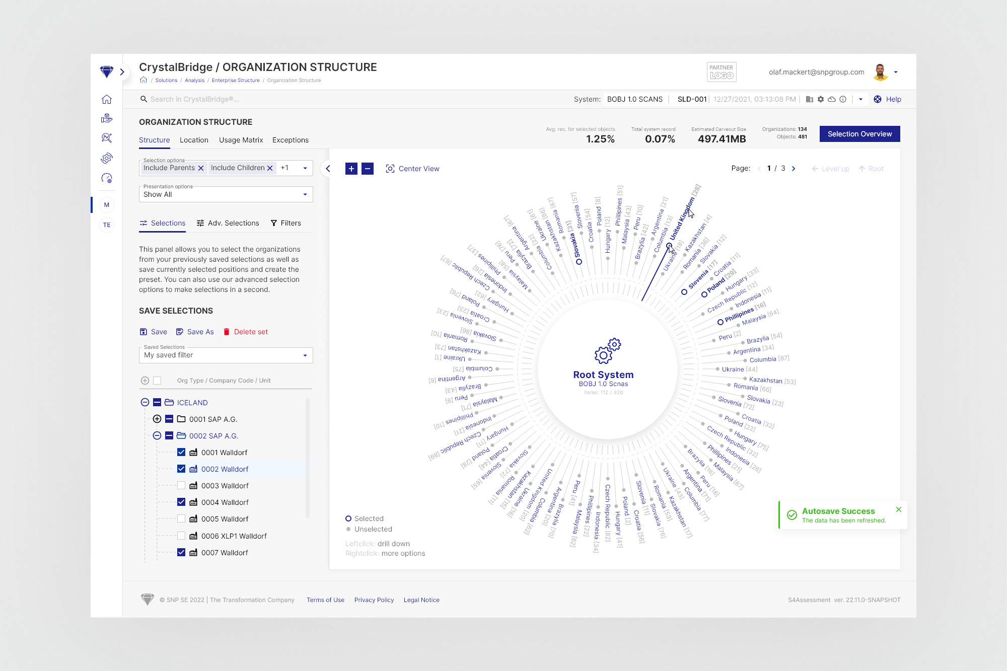 CrystalBridge 2.0 - Structure tab with circle chart and left panel open