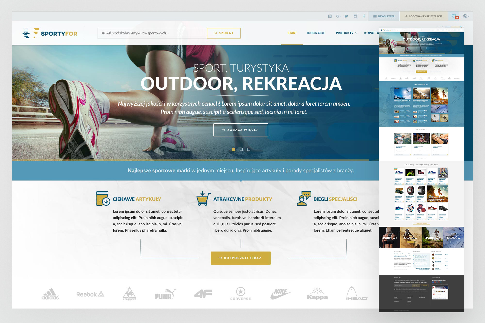 SportyFor - editorial articles section with image-led grid