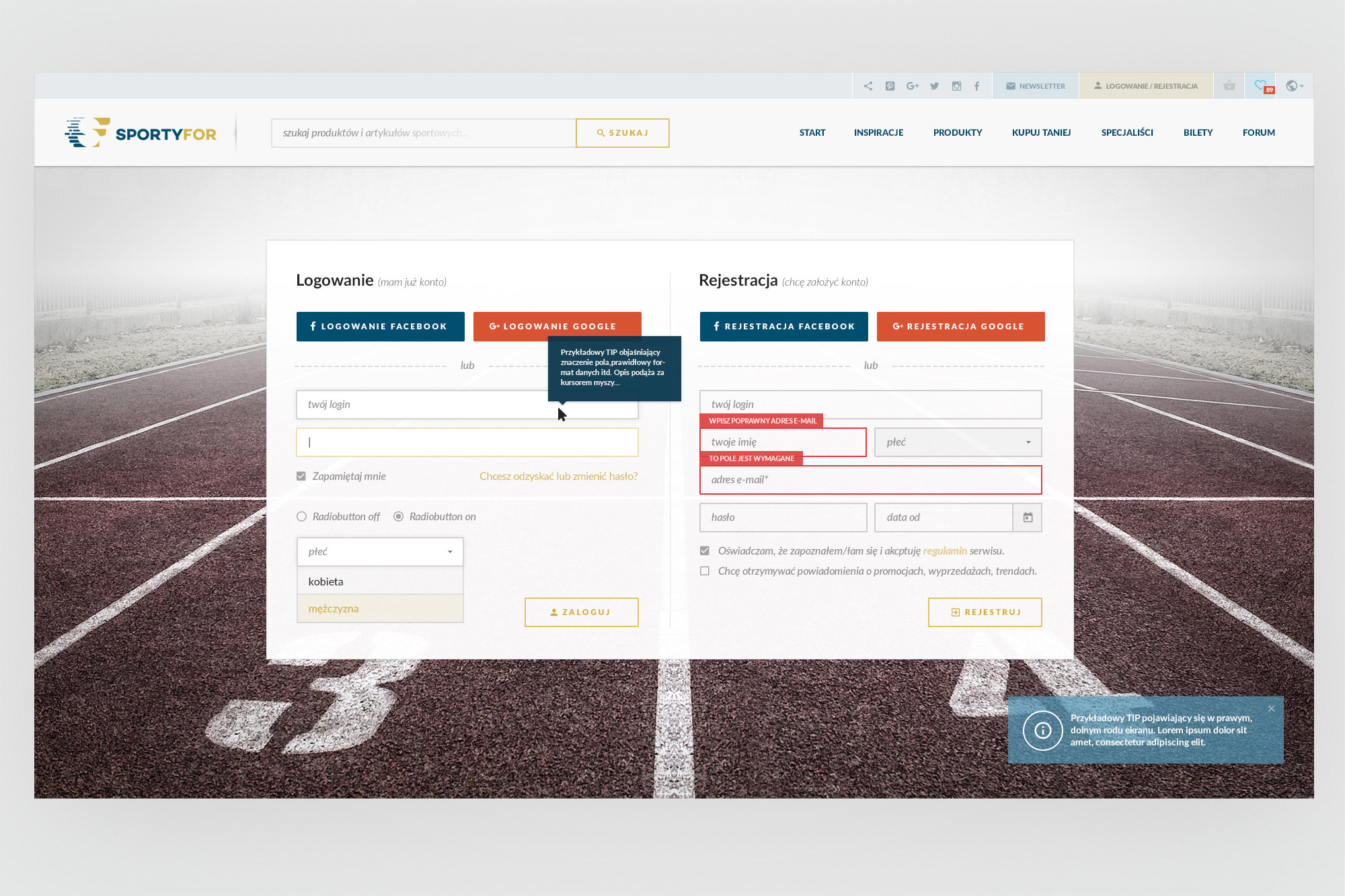 SportyFor - registration success confirmation screen