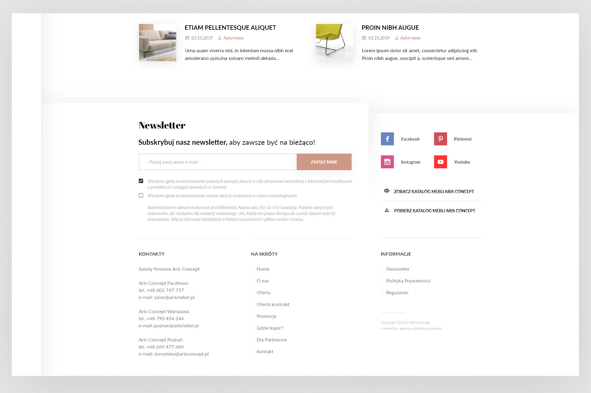 Aris Concept – homepage mobile version, multiple screens