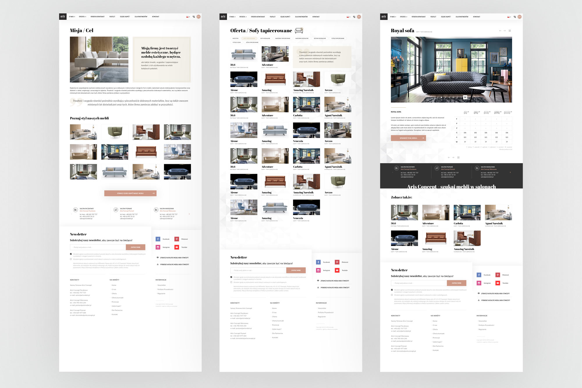 Aris Concept – product listing page on mobile