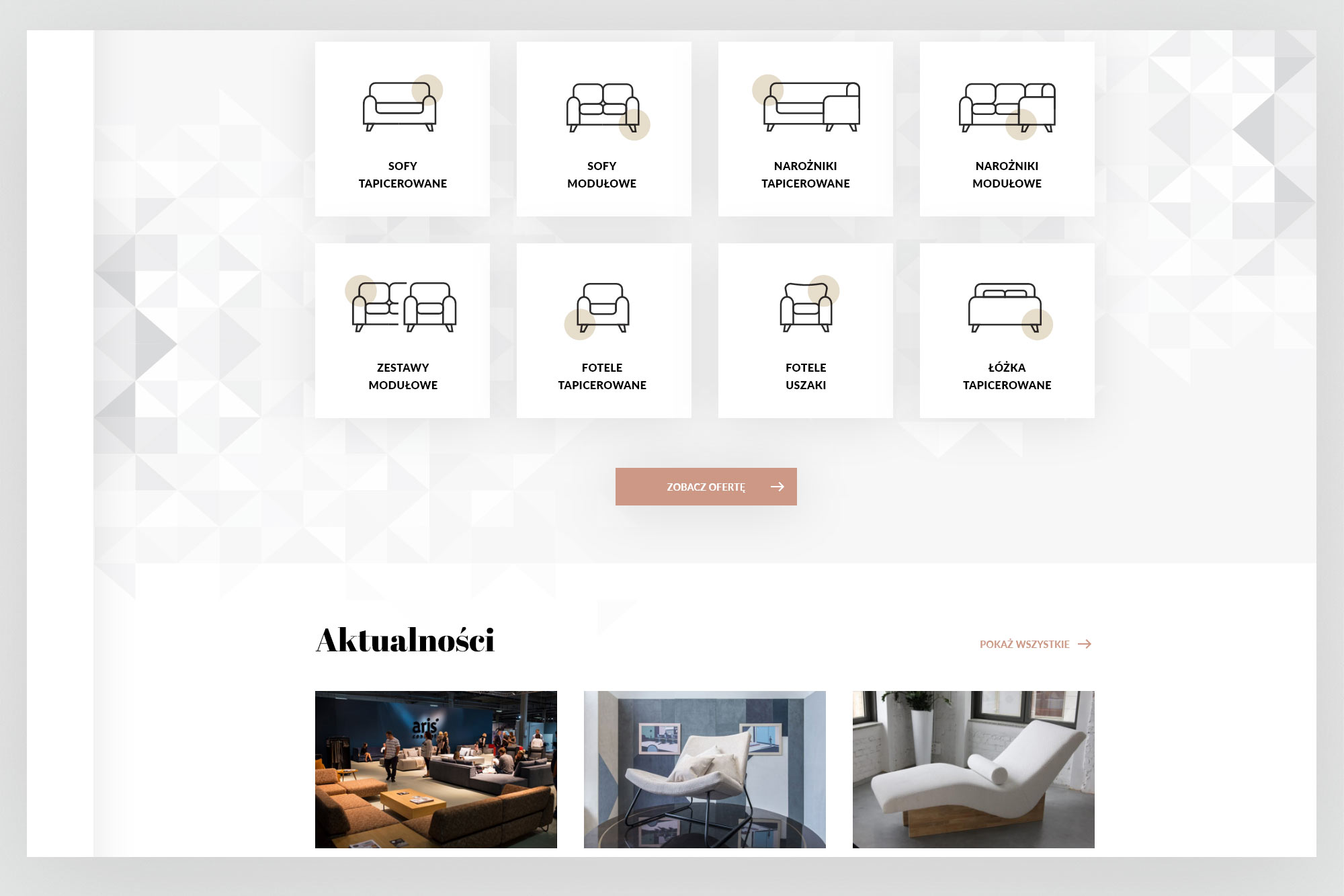 Aris Concept – product category overview with sofa type icons