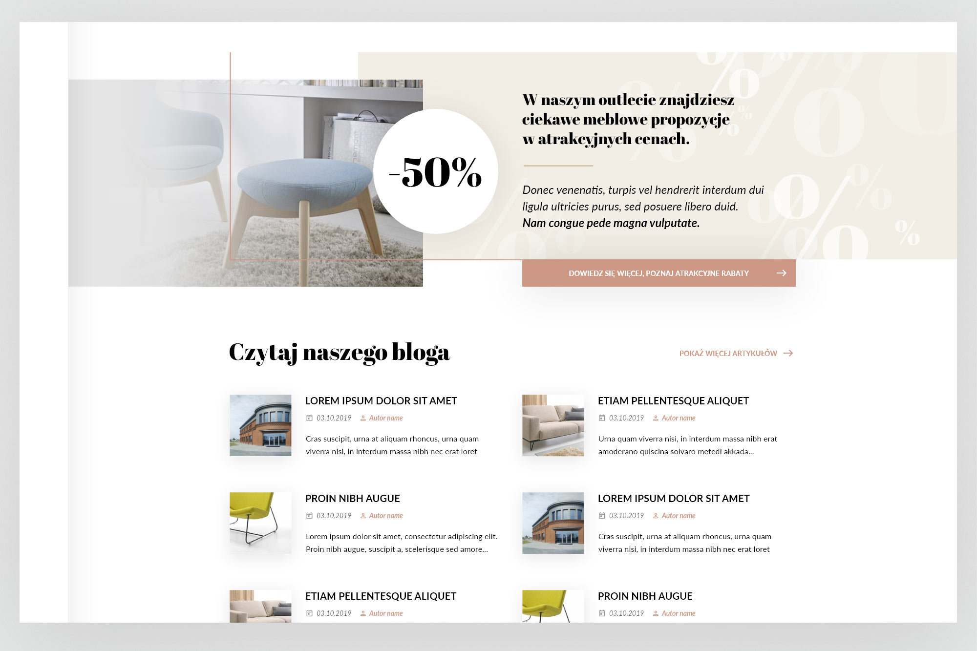 Aris Concept – homepage lower: promotion, blog and newsletter sections