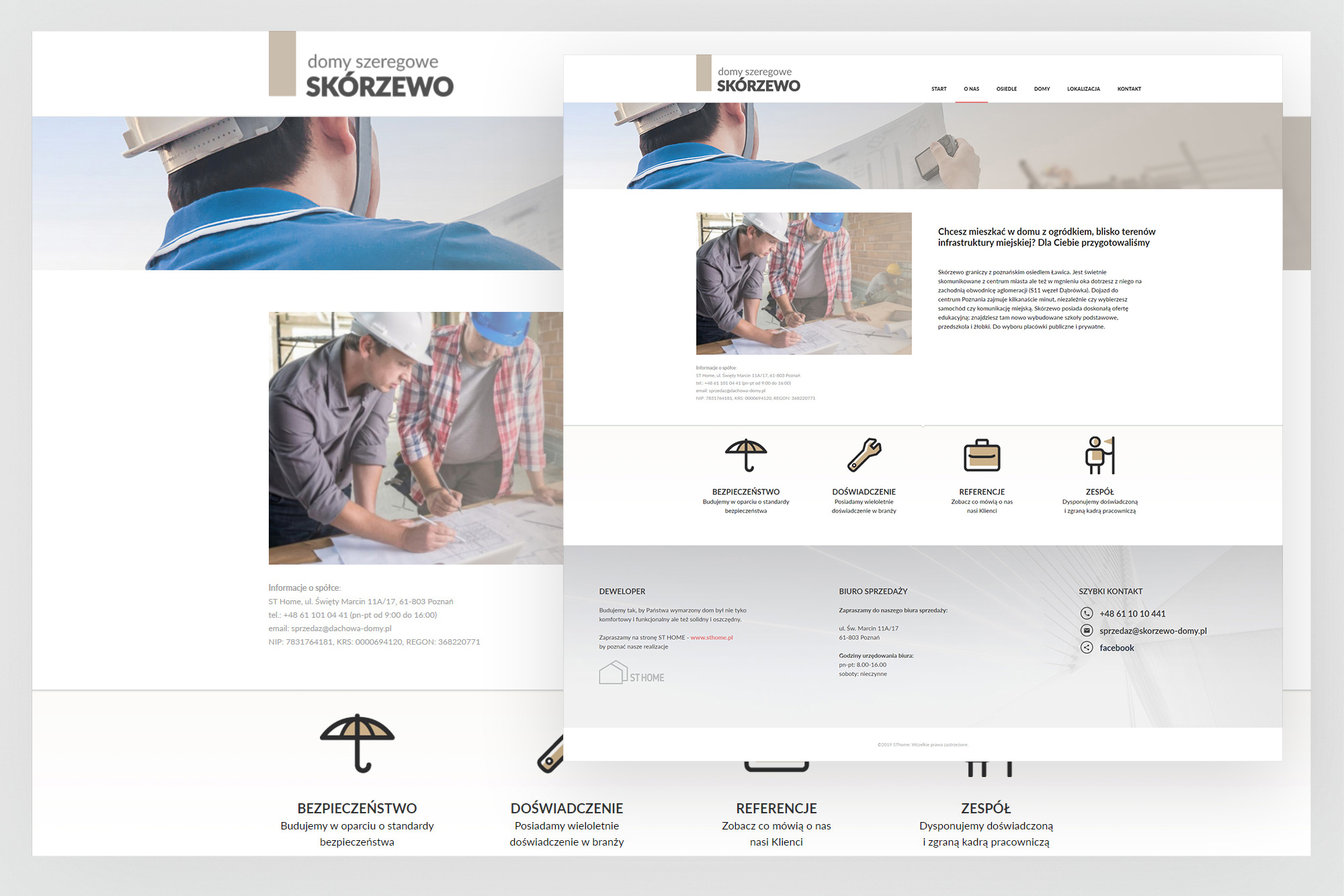 Skórzewo – developer page with team photo, credentials and contact details