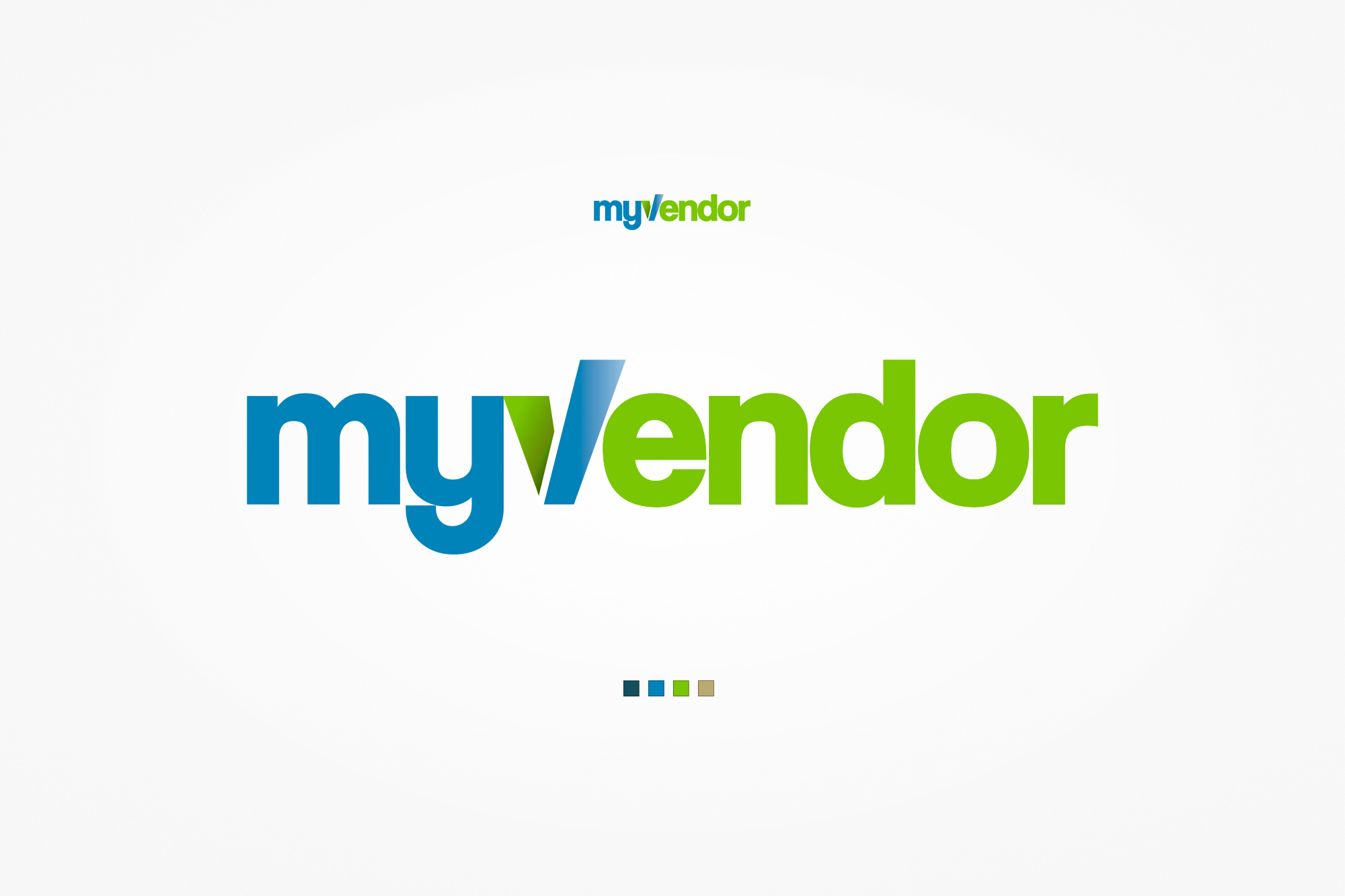 myvendor – logo mark, wordmark and four-colour brand palette