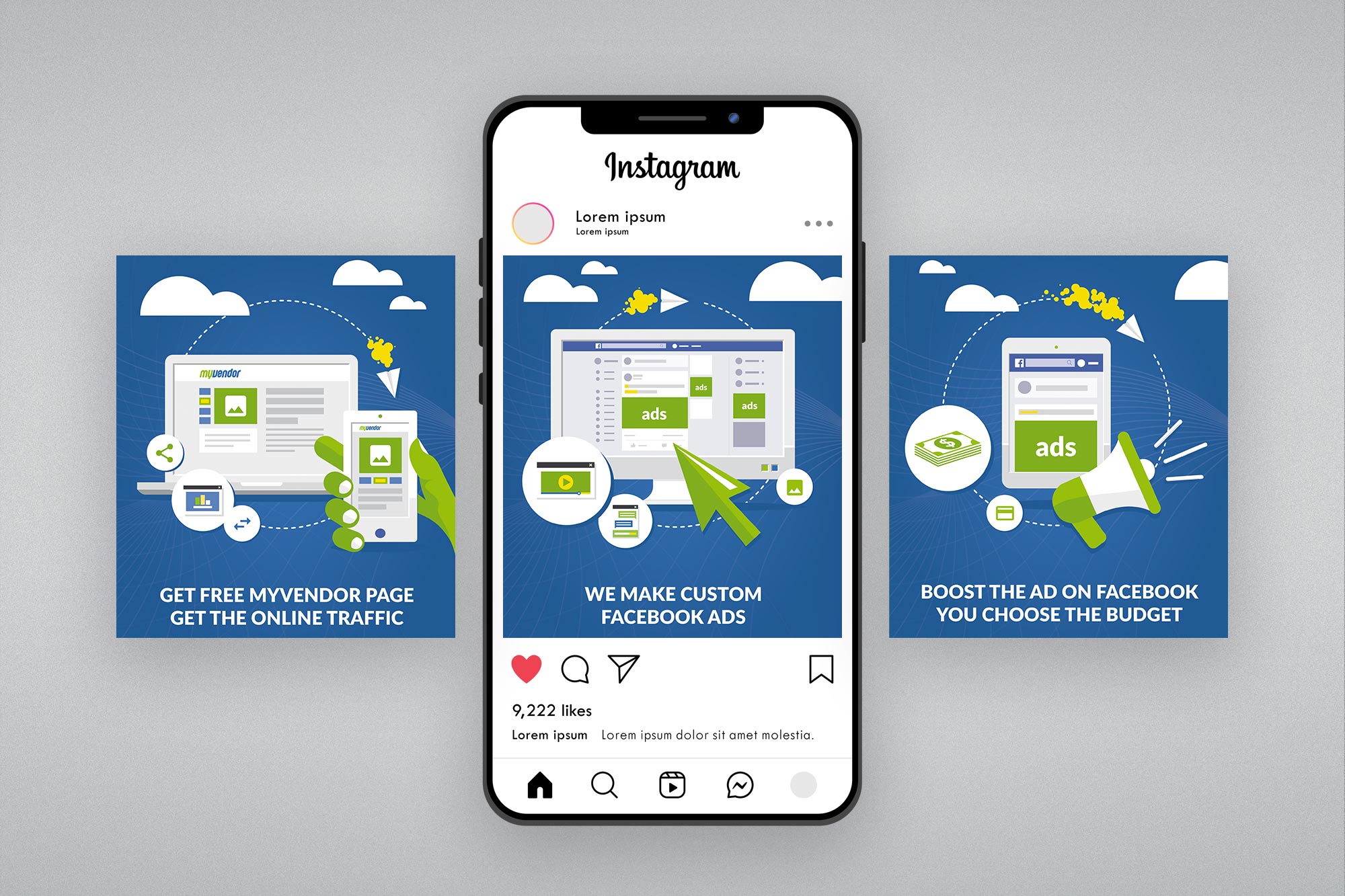 myvendor – Facebook campaign assets set 1: vendor acquisition